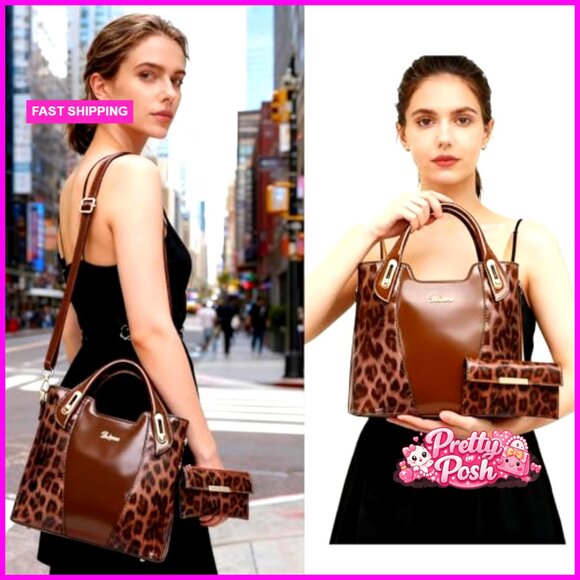 Leather Tote Bag with Zipper Closure, Adjustable Strap, Medium Size - Picture 2 of 5